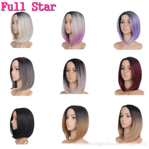 synthetic and human hair mix lace wig, synthetic bob wig silver